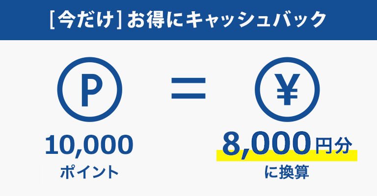 10,000ポイント＝8,000円分に換算