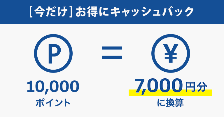 10,000ポイント＝7,000円分に換算