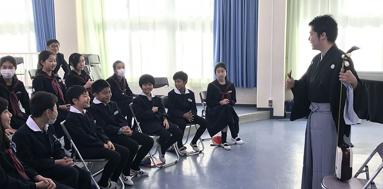 津軽三味線によるアウトリーチコンサート 2018年2月5日　春日井市立知多中学校、愛知教育大学附属小学校