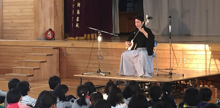 津軽三味線によるワークショップ＆コンサート 2018年10月18日　青森県下北郡佐井村立佐井小学校