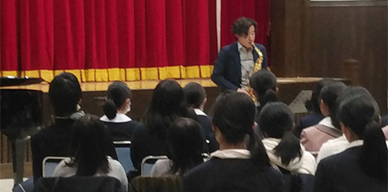 サクソフォーンによるコンサート＆ワークショップ 2019年1月23日　郡山市立富田中学校、郡山市中央公民館