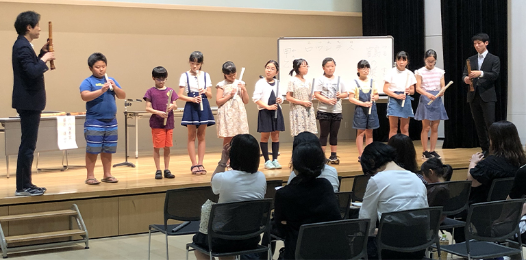 邦楽に関するレクチャー、尺八によるワークショップ＆コンサート 2019年7月30日、31日　阿南市コスモホール、徳島市シビックホール